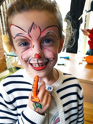 bunny and carrot finger facepainting